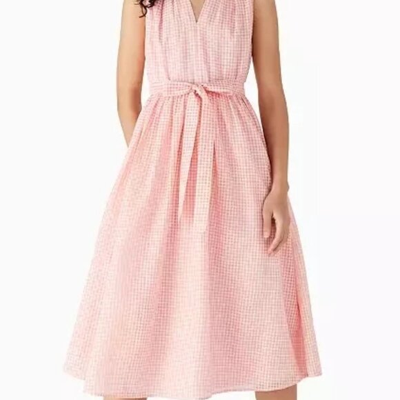Kate Spade Pink Gingham Midi Dress - Picture 2 of 4